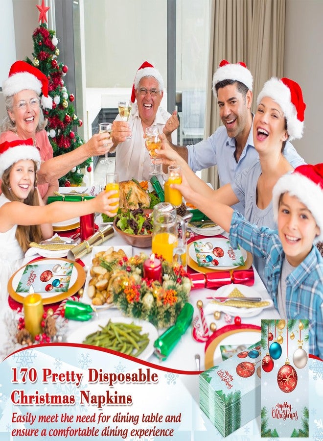 Jollidecor 170 Christmas Paper Napkins, 3-ply Disposable Christmas Napkins Hanging Balls Decorative Elegant Guest Hand Towels for Dinning Table Bathroom Kitchen Cocktail Party Decor - Image 2